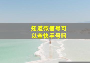 知道微信号可以查快手号吗