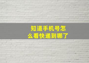 知道手机号怎么看快递到哪了