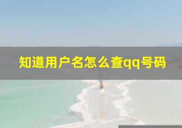 知道用户名怎么查qq号码