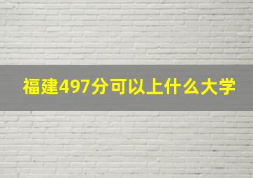 福建497分可以上什么大学