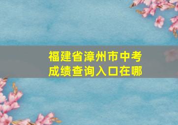 福建省漳州市中考成绩查询入口在哪