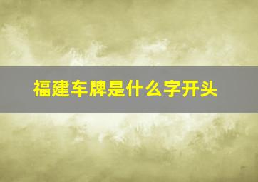 福建车牌是什么字开头