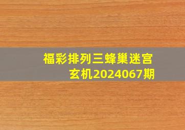 福彩排列三蜂巢迷宫玄机2024067期