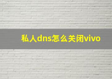 私人dns怎么关闭vivo