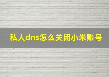 私人dns怎么关闭小米账号