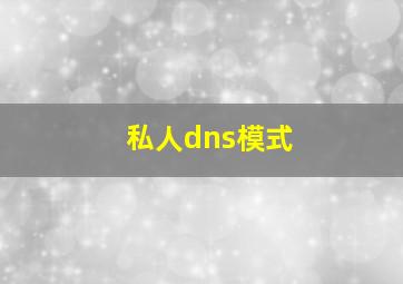 私人dns模式