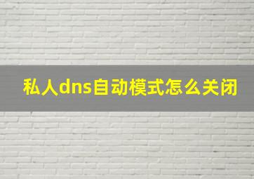 私人dns自动模式怎么关闭