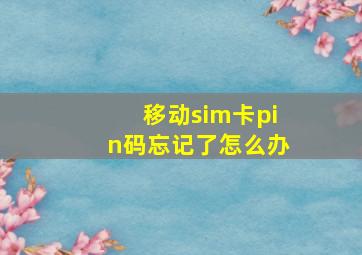 移动sim卡pin码忘记了怎么办