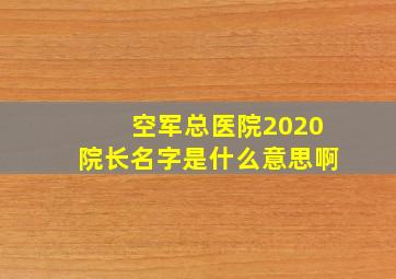 空军总医院2020院长名字是什么意思啊