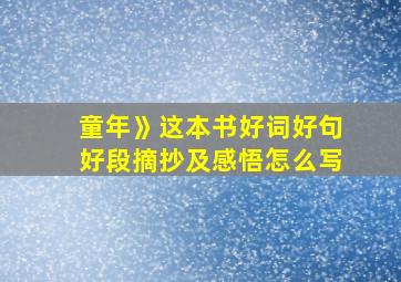 童年》这本书好词好句好段摘抄及感悟怎么写