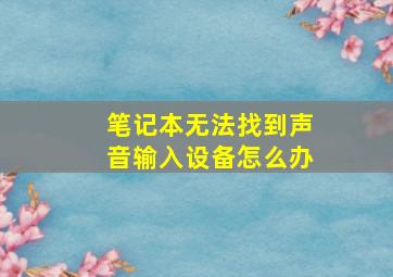 笔记本无法找到声音输入设备怎么办