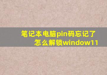 笔记本电脑pin码忘记了怎么解锁window11