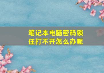 笔记本电脑密码锁住打不开怎么办呢