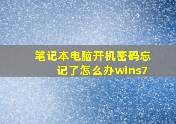 笔记本电脑开机密码忘记了怎么办wins7