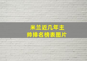 米兰近几年主帅排名榜表图片