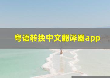 粤语转换中文翻译器app