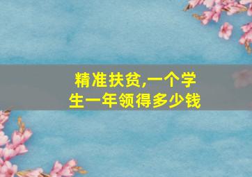 精准扶贫,一个学生一年领得多少钱