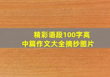 精彩语段100字高中篇作文大全摘抄图片