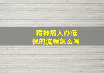 精神病人办低保的流程怎么写