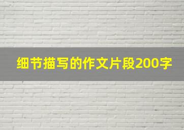 细节描写的作文片段200字