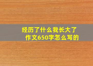 经历了什么我长大了作文650字怎么写的