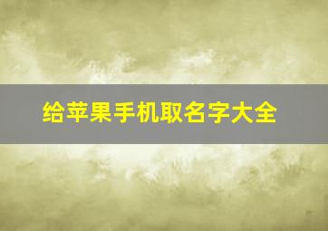 给苹果手机取名字大全