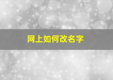 网上如何改名字