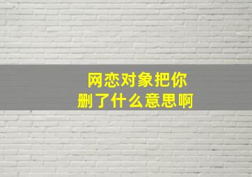 网恋对象把你删了什么意思啊