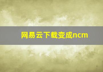 网易云下载变成ncm