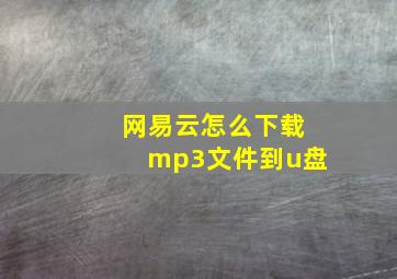 网易云怎么下载mp3文件到u盘