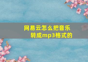 网易云怎么把音乐转成mp3格式的