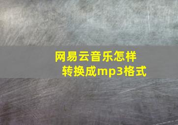 网易云音乐怎样转换成mp3格式