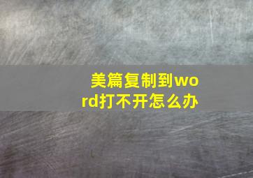 美篇复制到word打不开怎么办