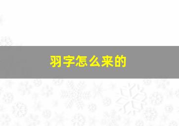 羽字怎么来的