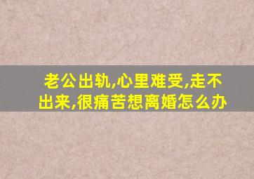 老公出轨,心里难受,走不出来,很痛苦想离婚怎么办