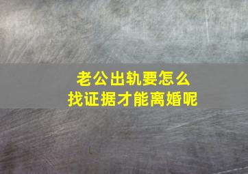 老公出轨要怎么找证据才能离婚呢