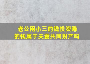 老公用小三的钱投资赚的钱属于夫妻共同财产吗