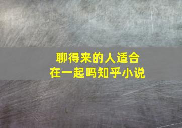 聊得来的人适合在一起吗知乎小说