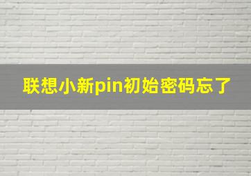 联想小新pin初始密码忘了