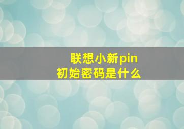 联想小新pin初始密码是什么