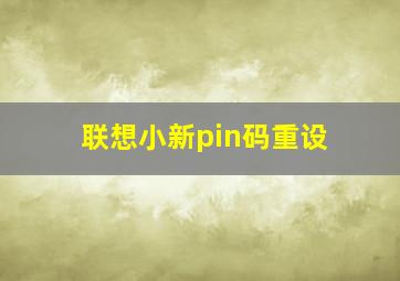 联想小新pin码重设