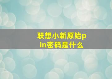 联想小新原始pin密码是什么