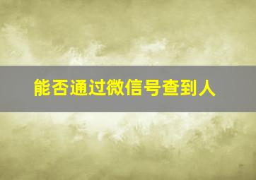 能否通过微信号查到人