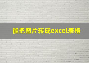 能把图片转成excel表格