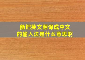 能把英文翻译成中文的输入法是什么意思啊