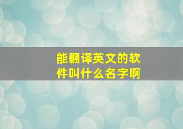 能翻译英文的软件叫什么名字啊