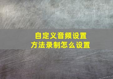 自定义音频设置方法录制怎么设置