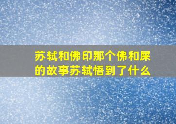 苏轼和佛印那个佛和屎的故事苏轼悟到了什么