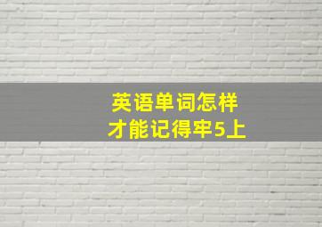 英语单词怎样才能记得牢5上