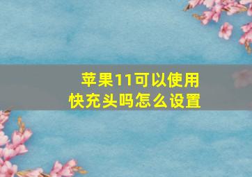 苹果11可以使用快充头吗怎么设置